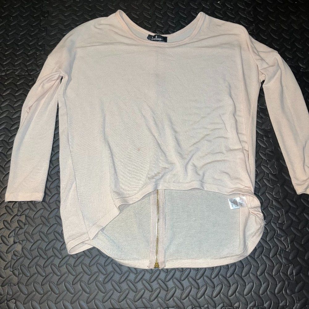 lulus zipper long sleeve blouse medium